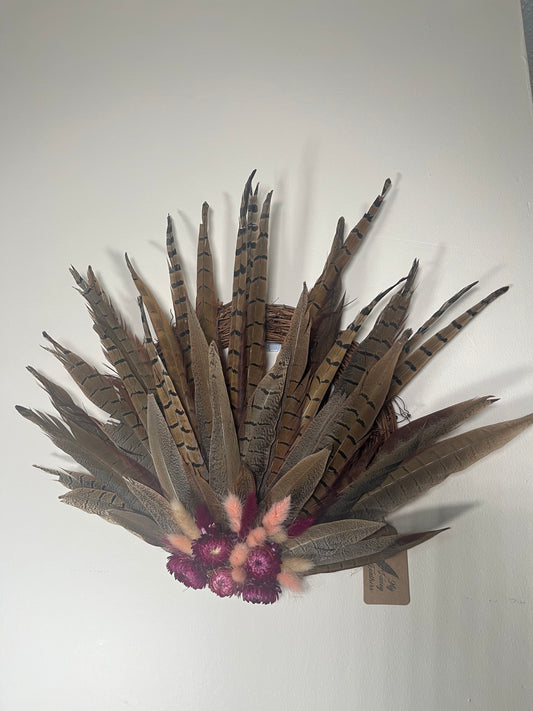 Feather wreath with Dried flowers- Seasonal