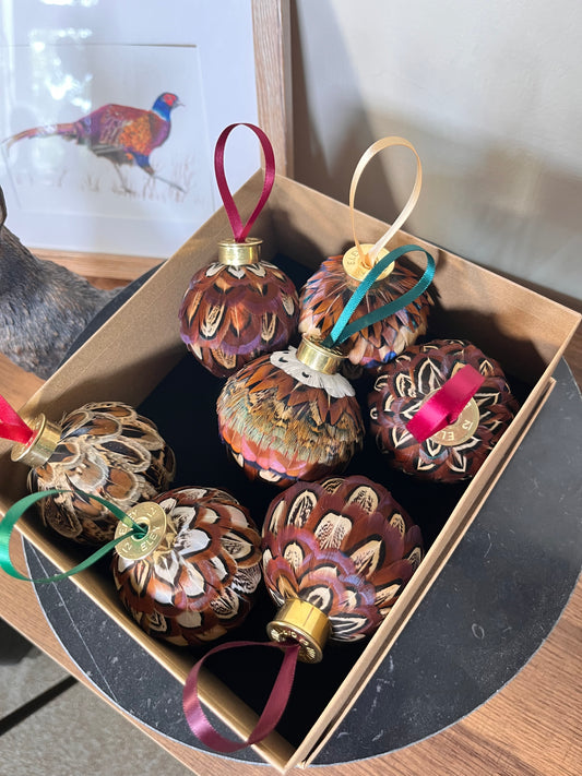 Box of Mixed Feather Baubles - mixed selection