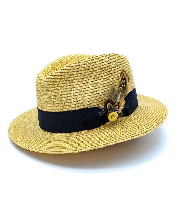 My Fancy Feathers Summer Fedora Hat in Natural with Hat Pin