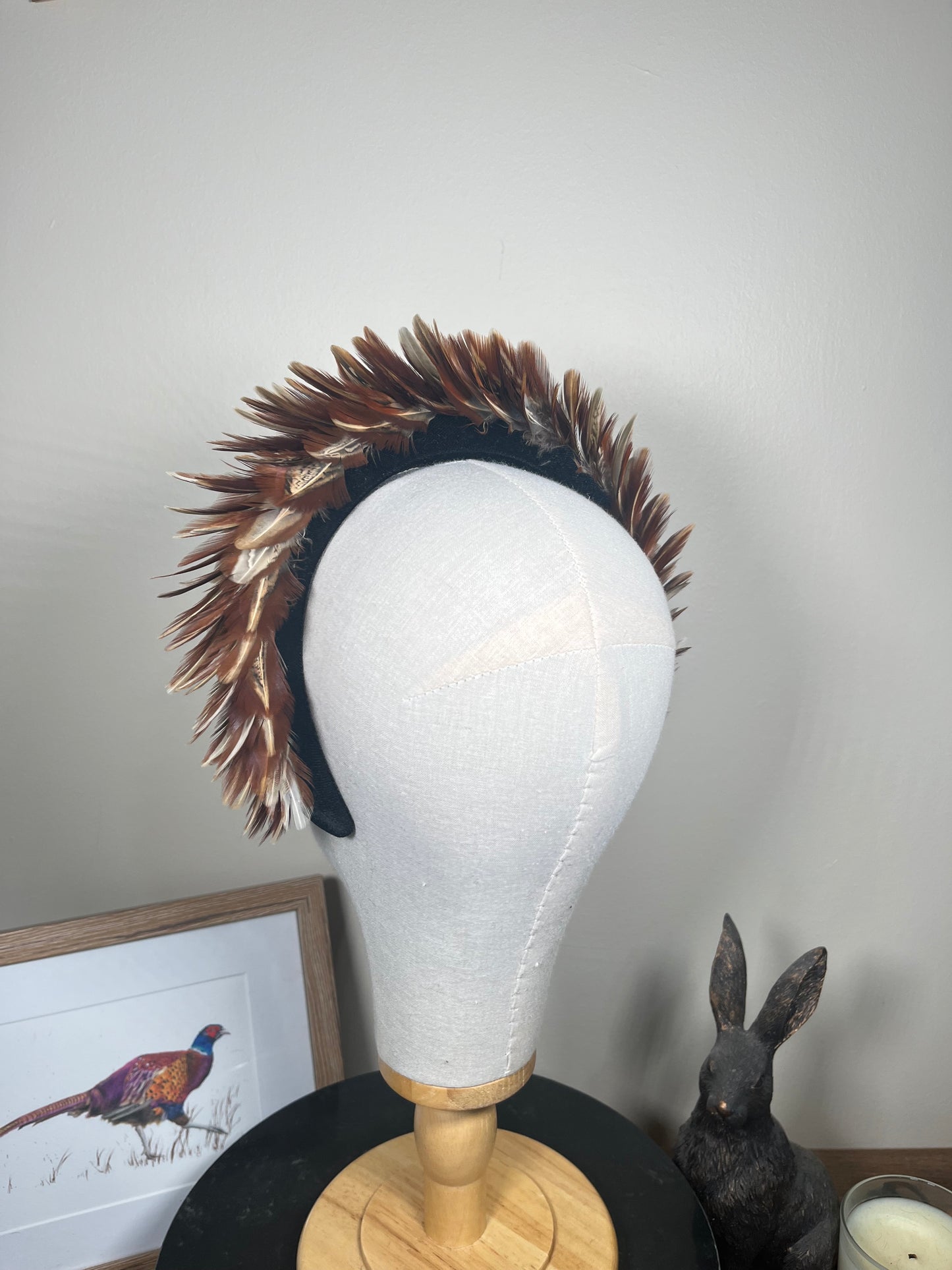 The Olivia, Luxury Velvet Alice Band (Full Feather)