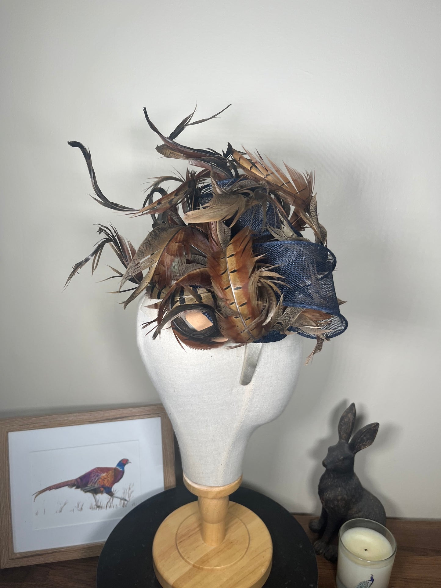 Navy Feather Fascinator - Alice band