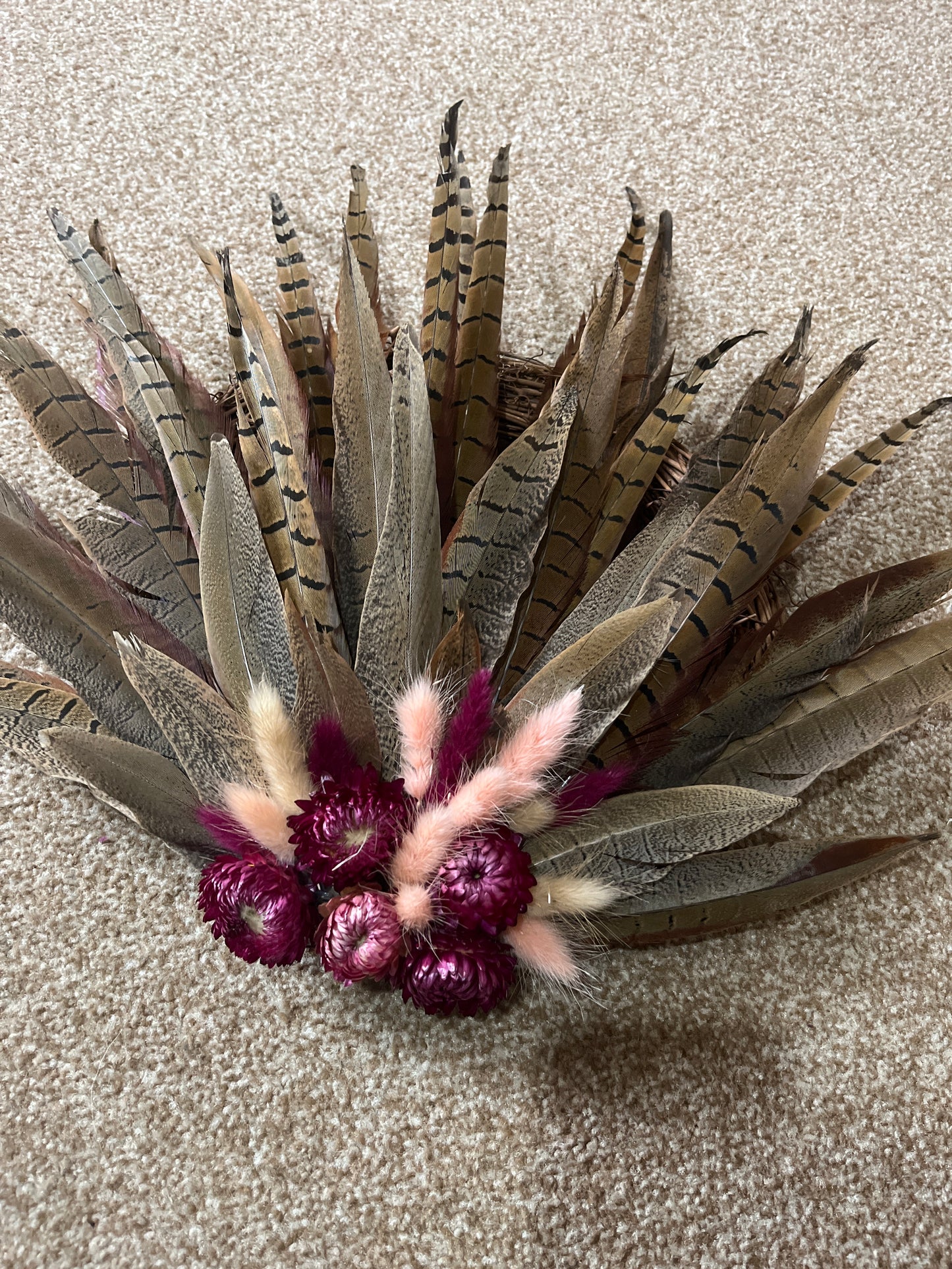 Feather wreath with Dried flowers- Seasonal