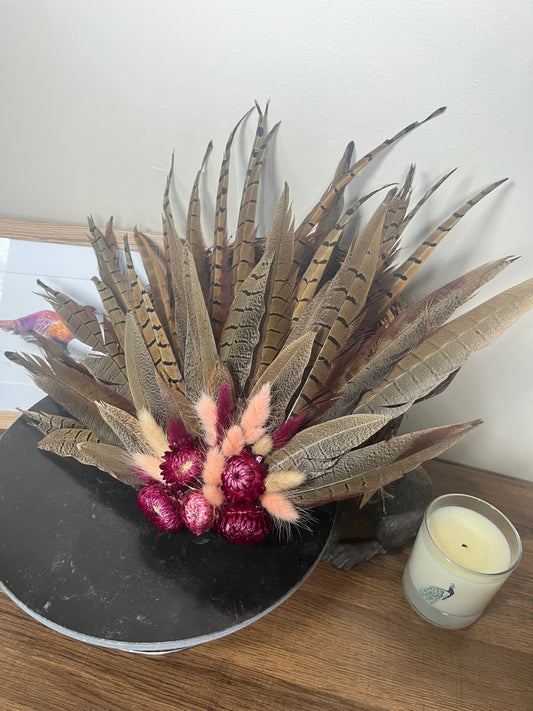 Feather wreath with Dried flowers- Seasonal