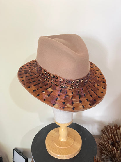 The Isabella in Camel (Full Feather Brim) (Small)