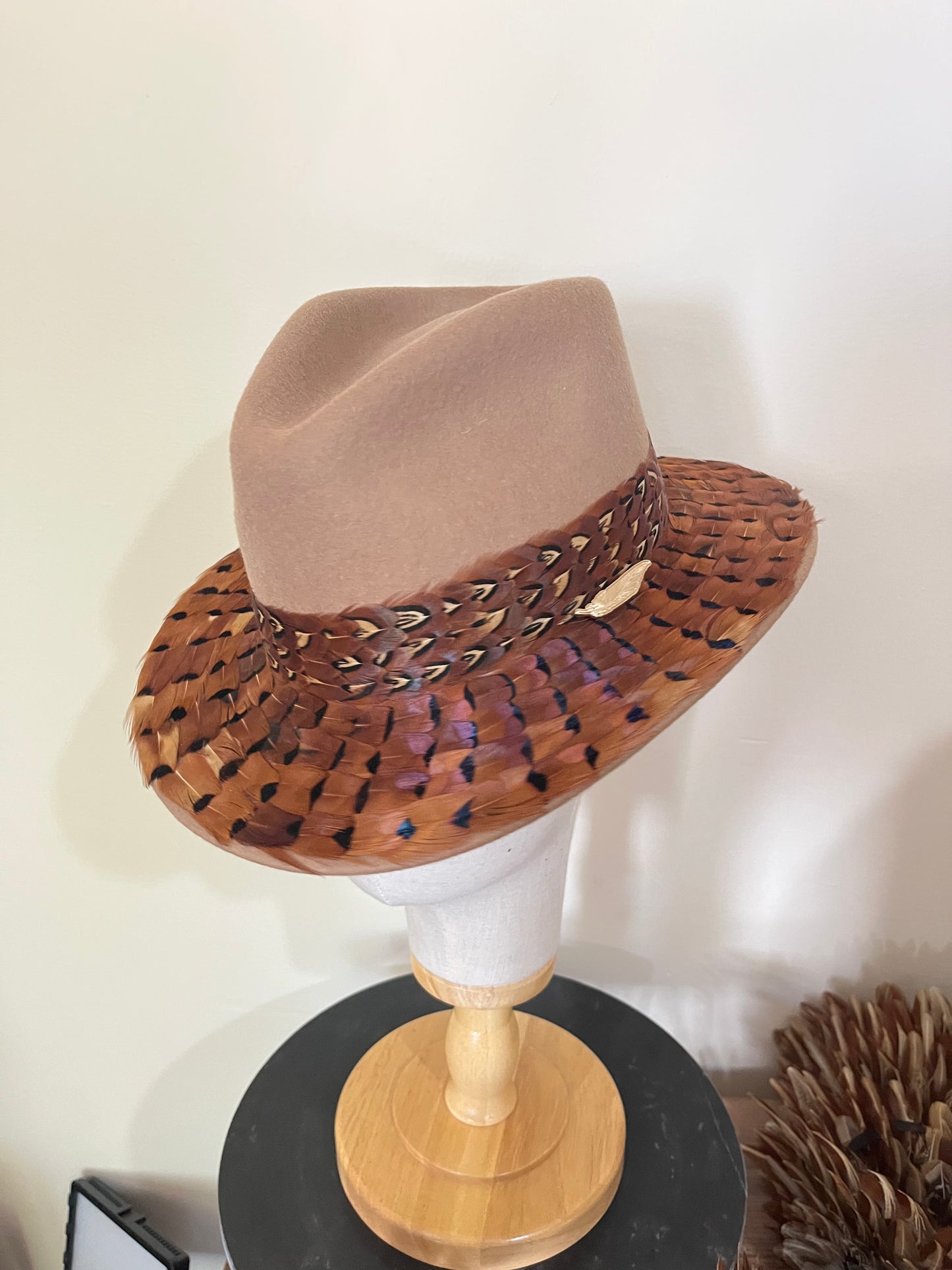 The Isabella in Camel (Full Feather Brim) (Small)