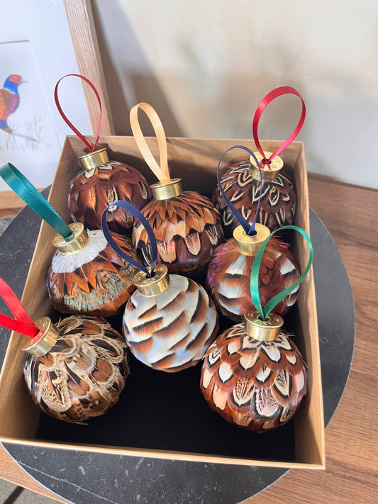 Box of Mixed Feather Baubles - mixed selection