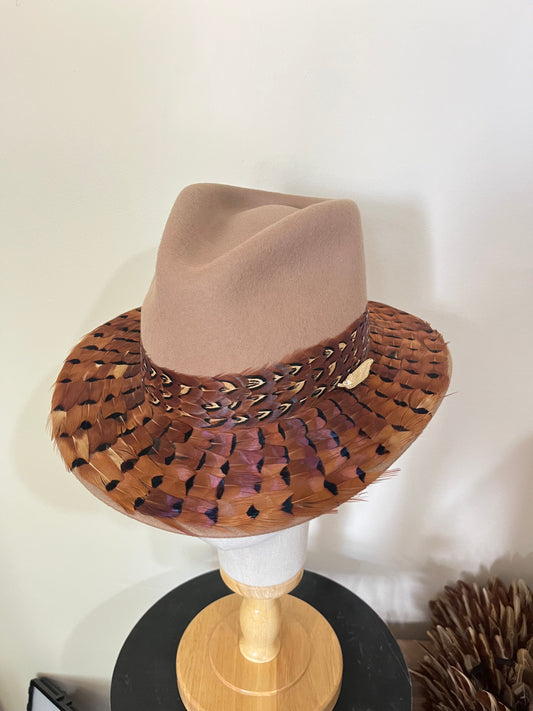 The Isabella in Camel (Full Feather Brim) (Small)