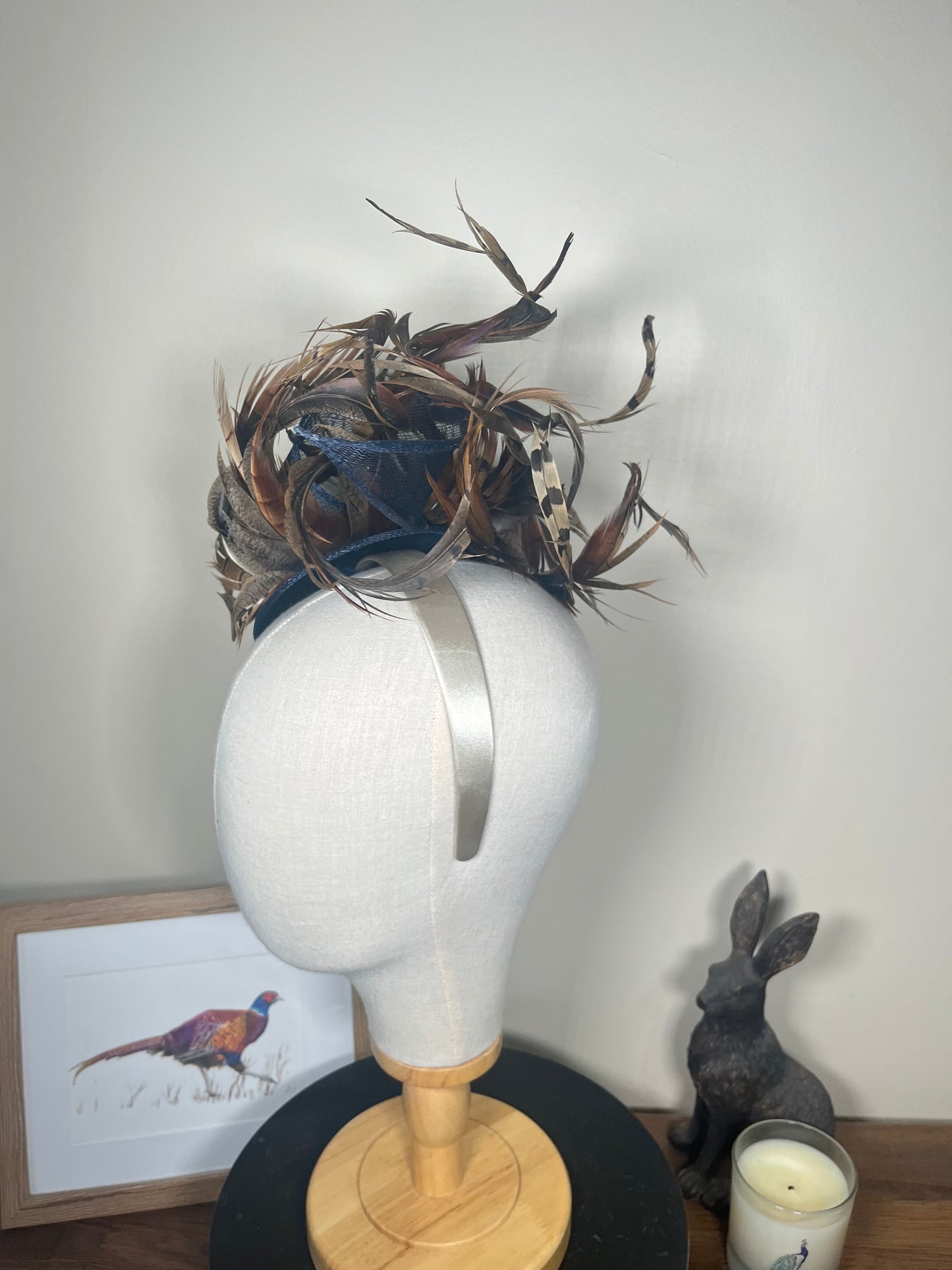 Navy Feather Fascinator - Alice band