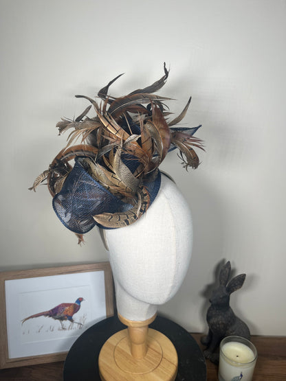 Navy Feather Fascinator - Alice band