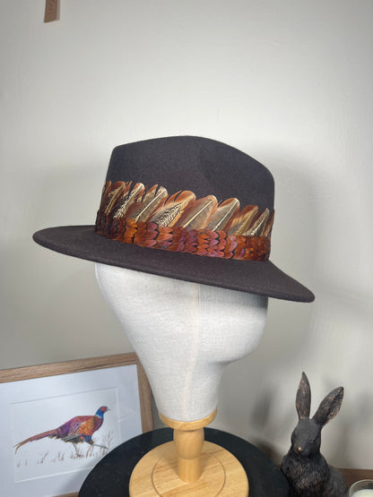 The Isabella in Brown (Pheasant Feather Wrap) (X-Small)