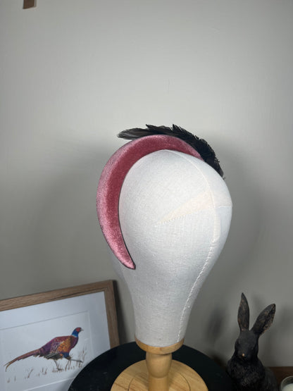 Velvet and Peacock feather Alice Band