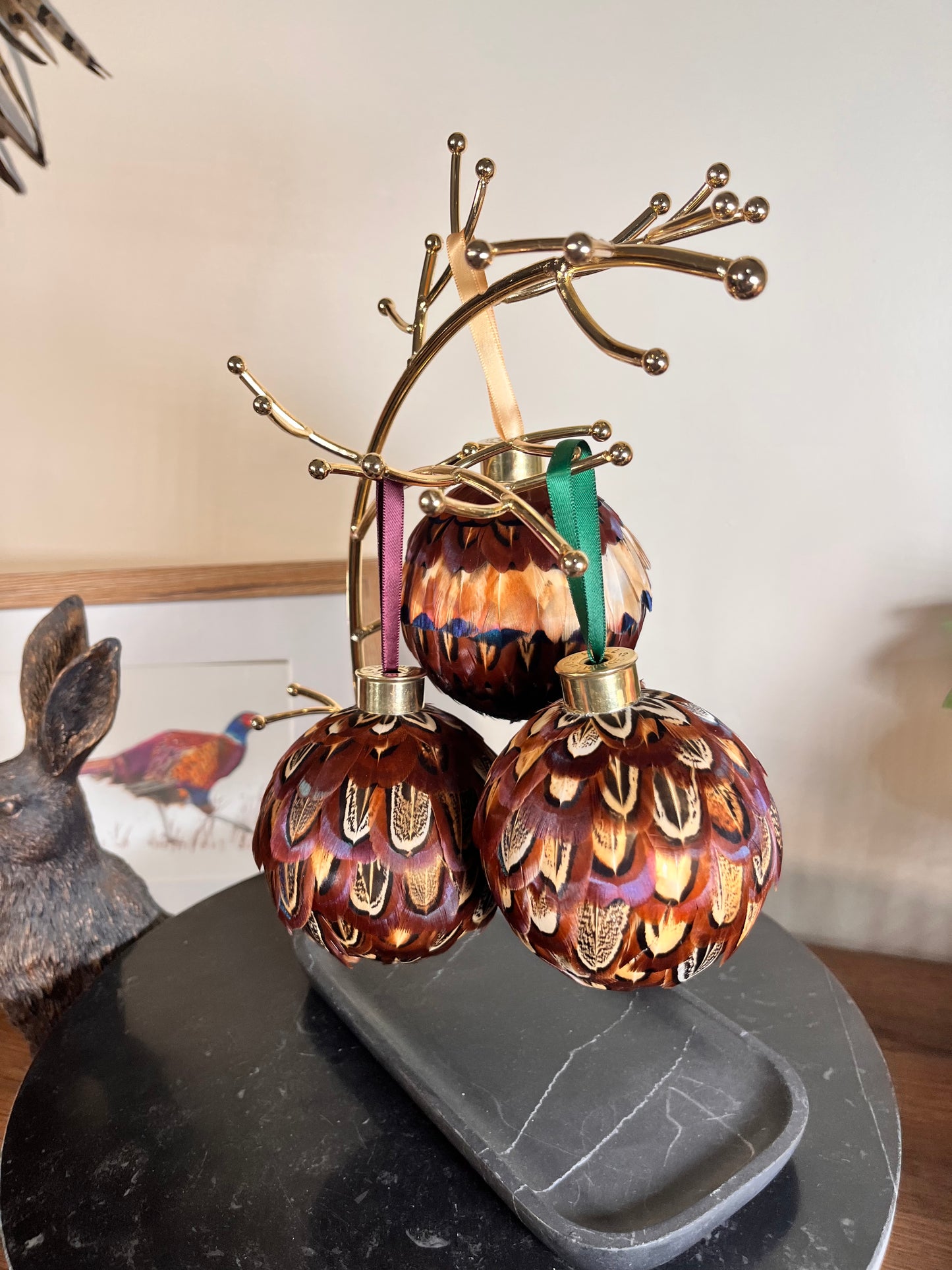 Pheasant Feather Bauble Med/large