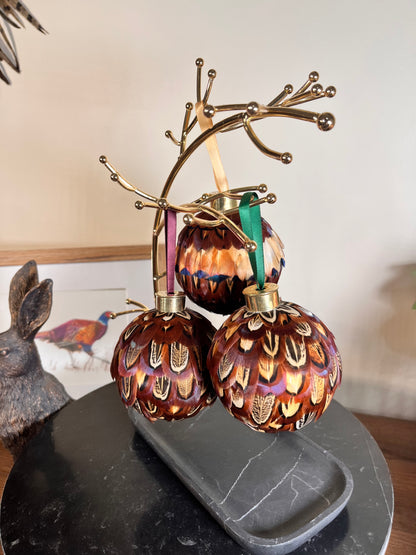 Pheasant Feather Bauble Med/large