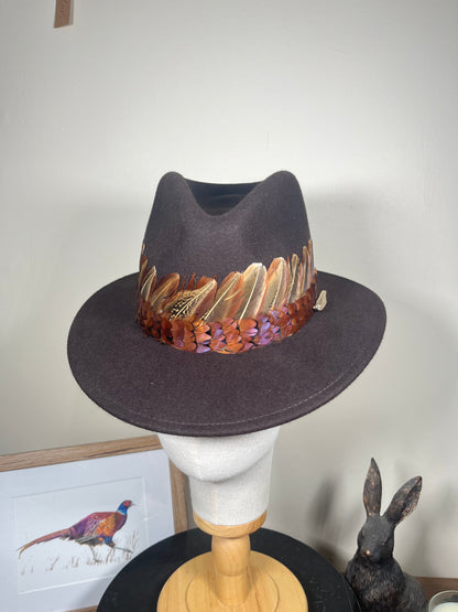 The Isabella in Brown (Pheasant Feather Wrap) (X-Small)