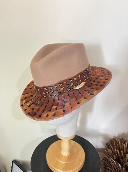 The Isabella in Camel (Full Feather Brim) (Small)