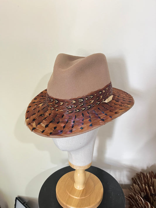 The Isabella in Camel (Full Feather Brim) (Small)