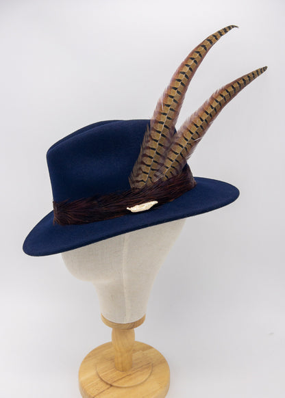 The Isabella in Navy (Pheasant Feather Tail)