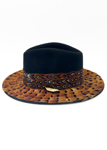 The Isabella in Black (Full Feather Brim)