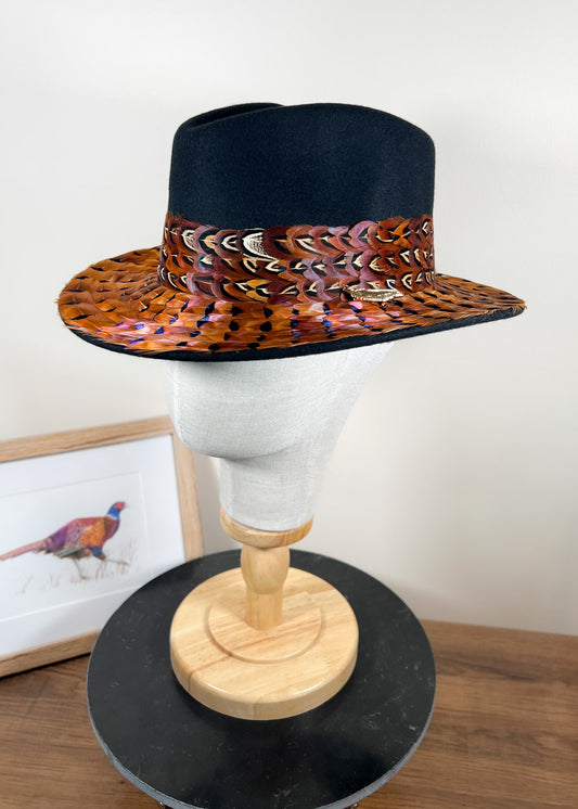 The Isabella in Black (Full Feather Brim)