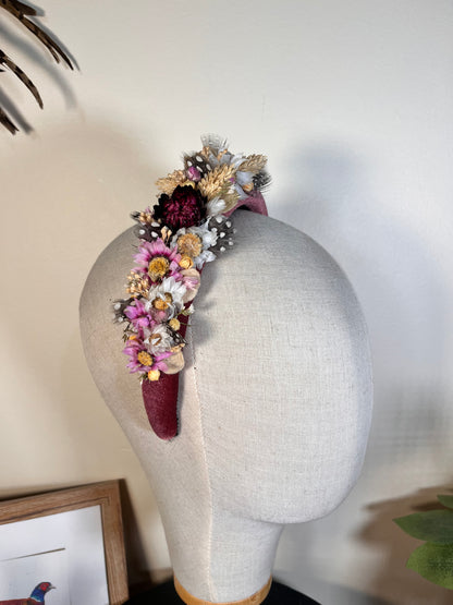 Velvet Pheasant feather Alice Band - Dried flowers