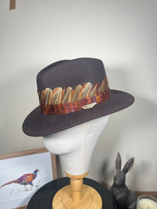 The Isabella in Brown (Pheasant Feather Wrap) (X-Small)