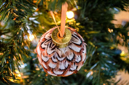 My Fancy Feathers Bauble, brown pheasant feathers.