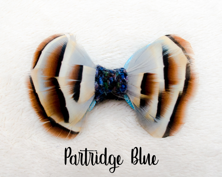 My Fancy Feathers Hair Bow, Partridge Blue