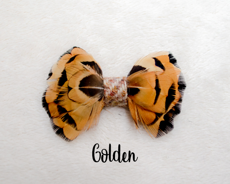 My Fancy Feathers Hair Bow, Golden.