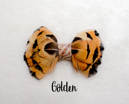 My Fancy Feathers Hair Bow, Golden.