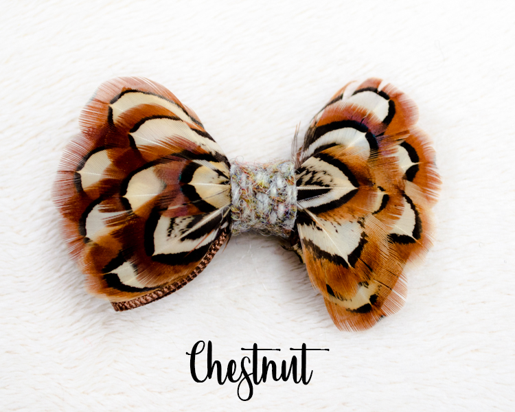 My Fancy Feathers Hair Bow, Chestnut.