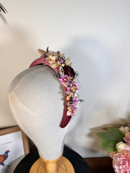 Velvet Pheasant feather Alice Band - Dried flowers