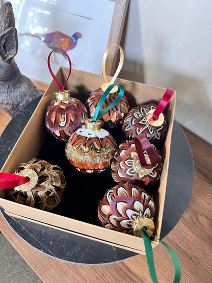 Box of Mixed Feather Baubles - mixed selection