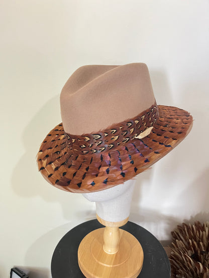 The Isabella in Camel (Full Feather Brim) (Small)