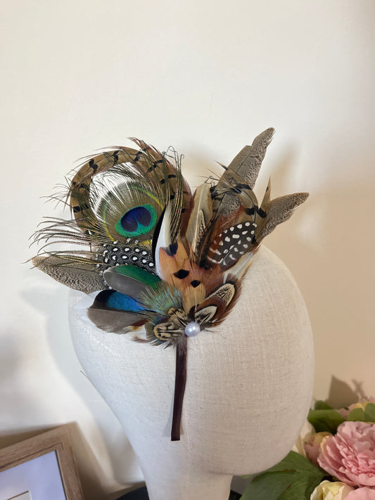 Mixed Feather Fascinator - Alice band