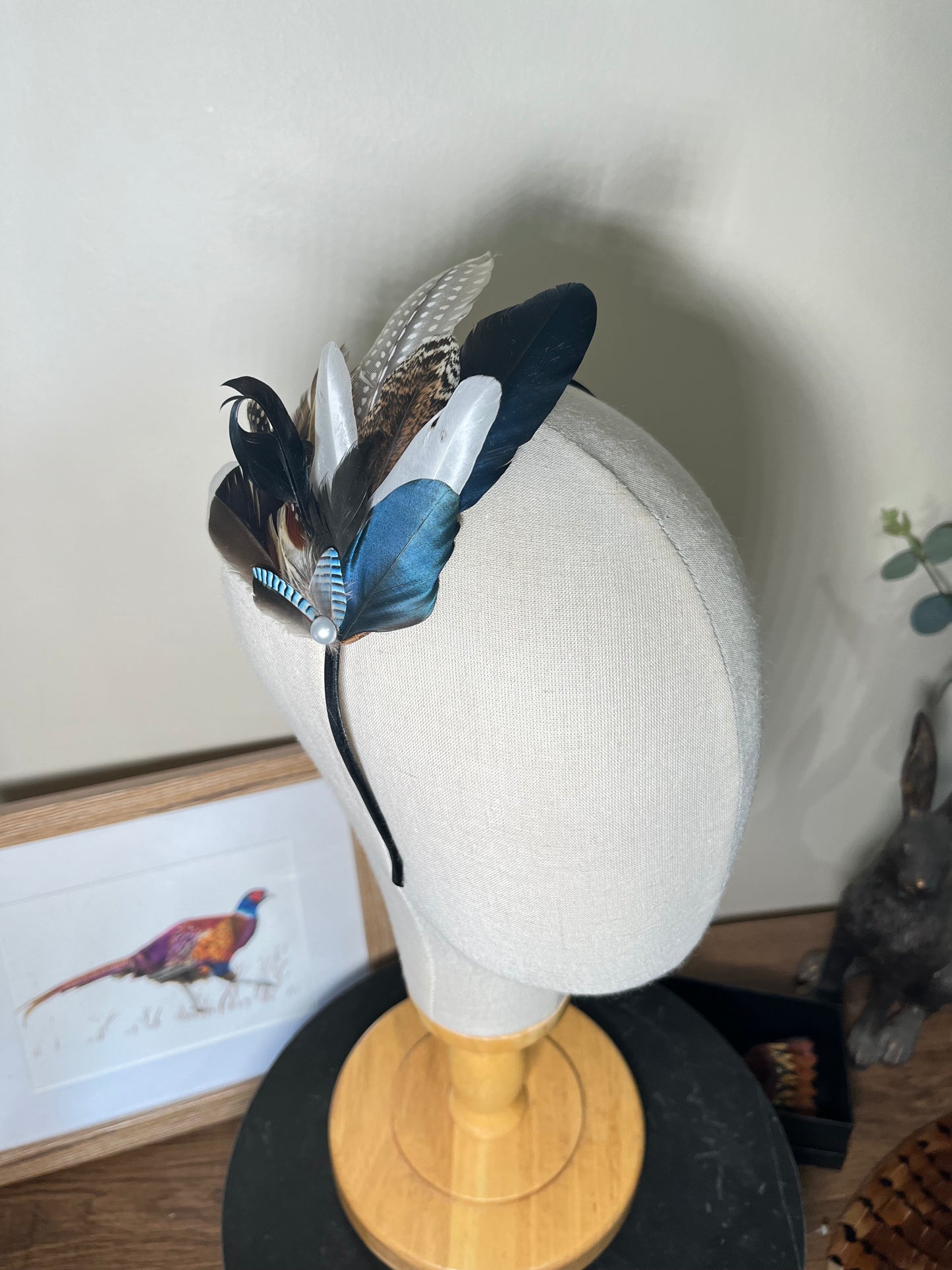 Navy Feather Fascinator - Alice band
