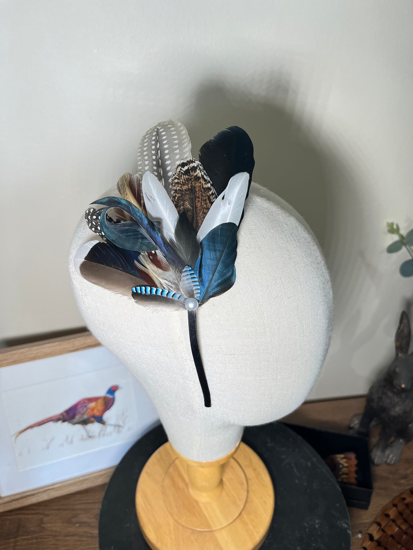 Navy Feather Fascinator - Alice band