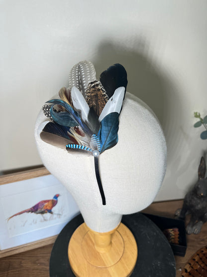 Navy Feather Fascinator - Alice band