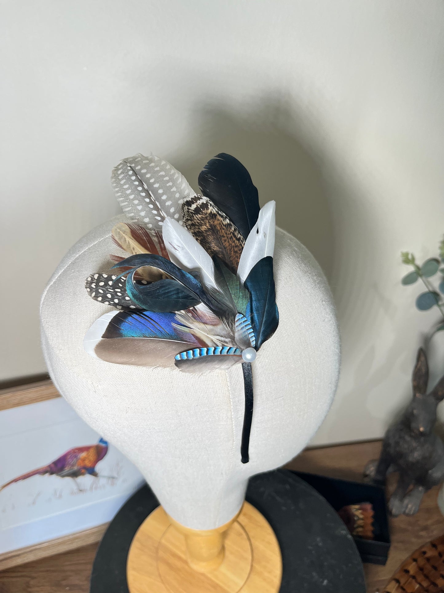 Navy Feather Fascinator - Alice band