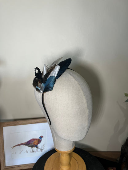 Navy Feather Fascinator - Alice band
