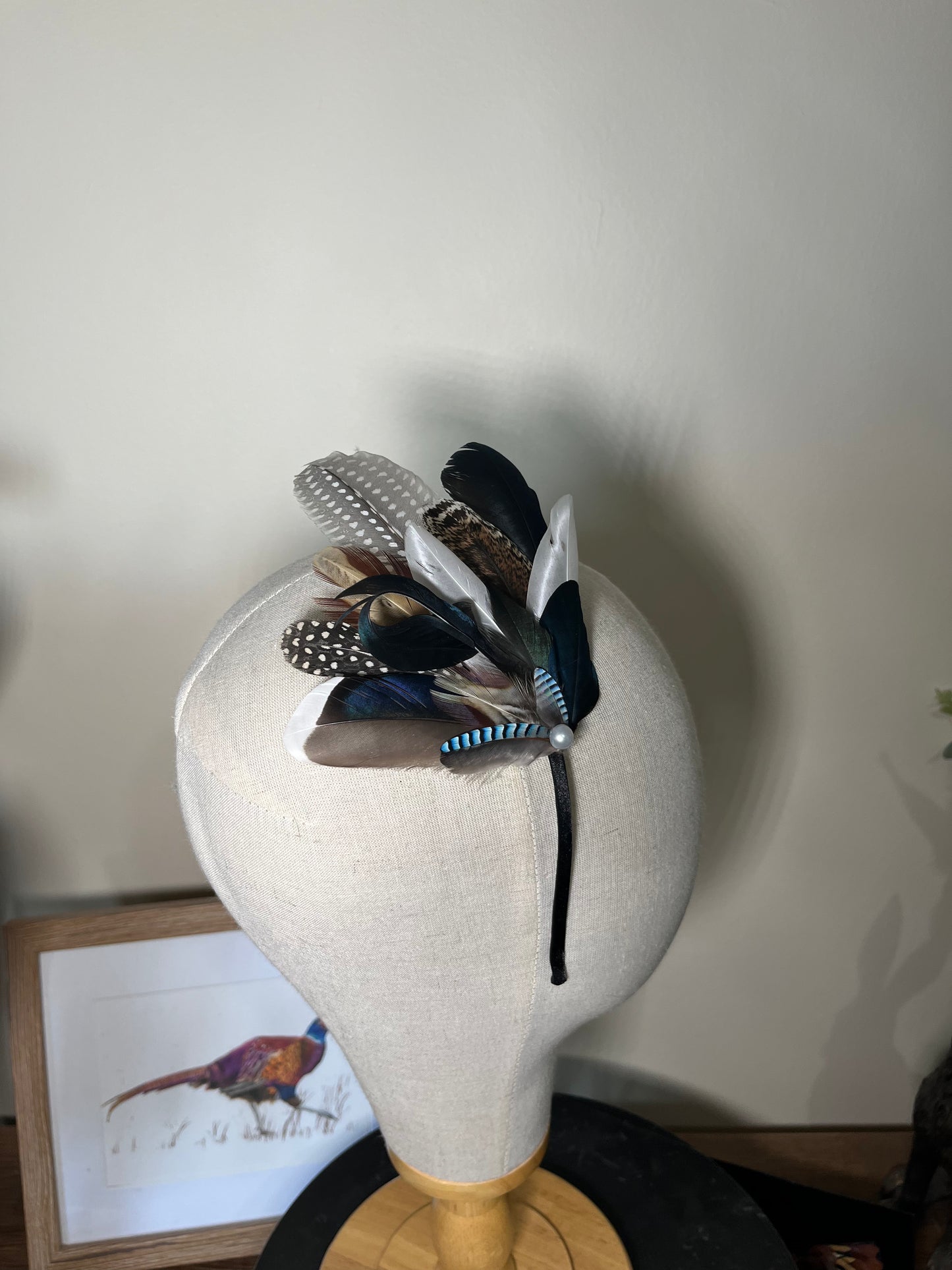 Navy Feather Fascinator - Alice band