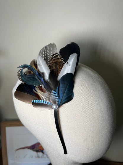 Navy Feather Fascinator - Alice band