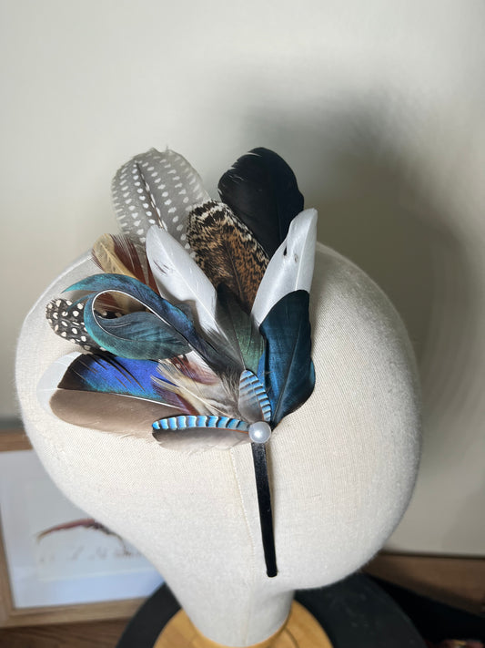 Navy Feather Fascinator - Alice band