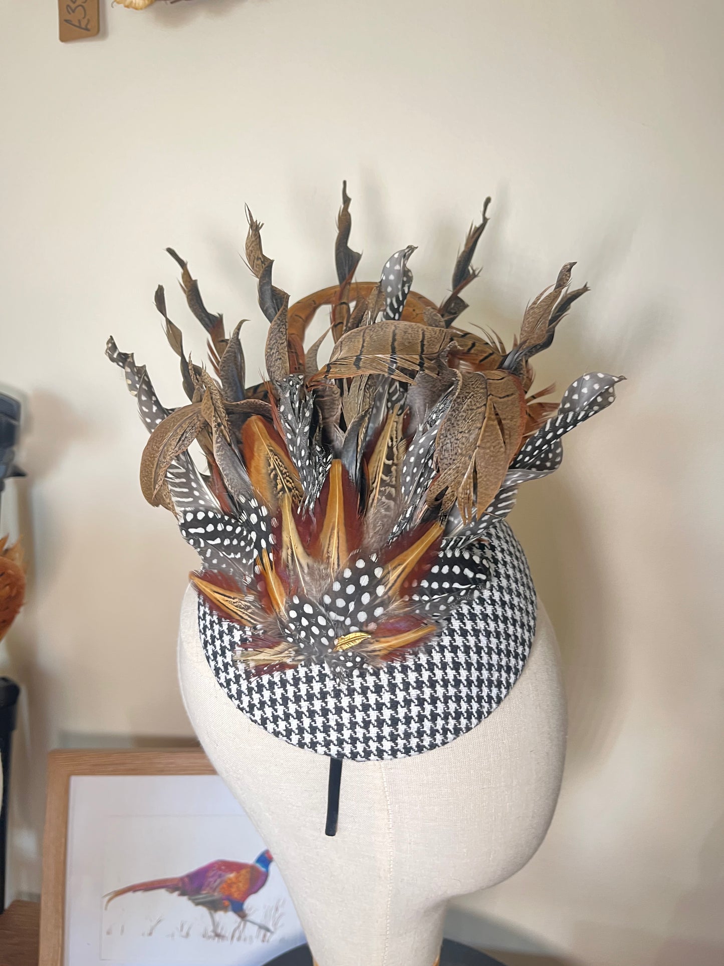 Pheasant and Guinea Fowl Feather Fascinator