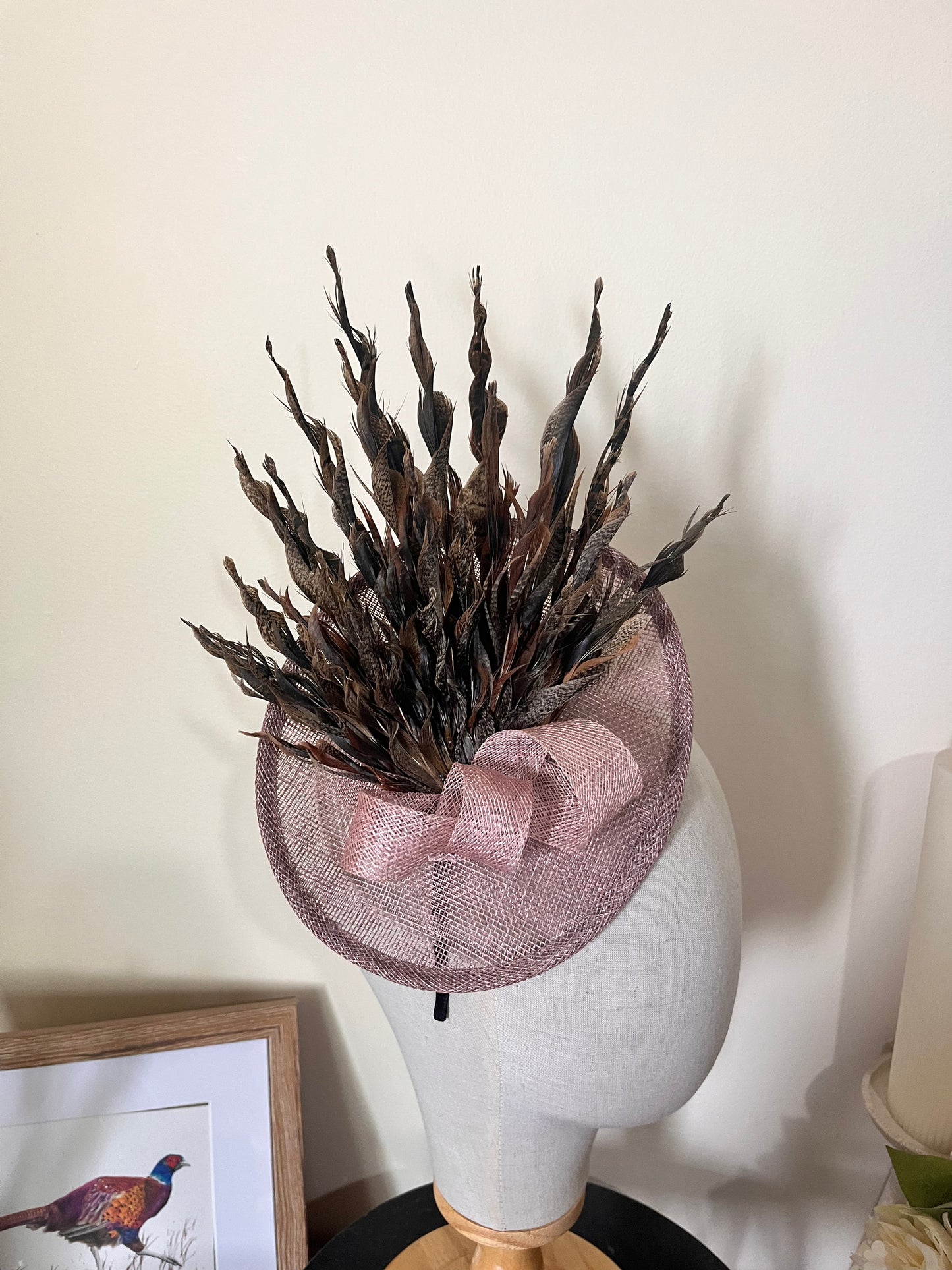 Pheasant Fascinator - dusky purple
