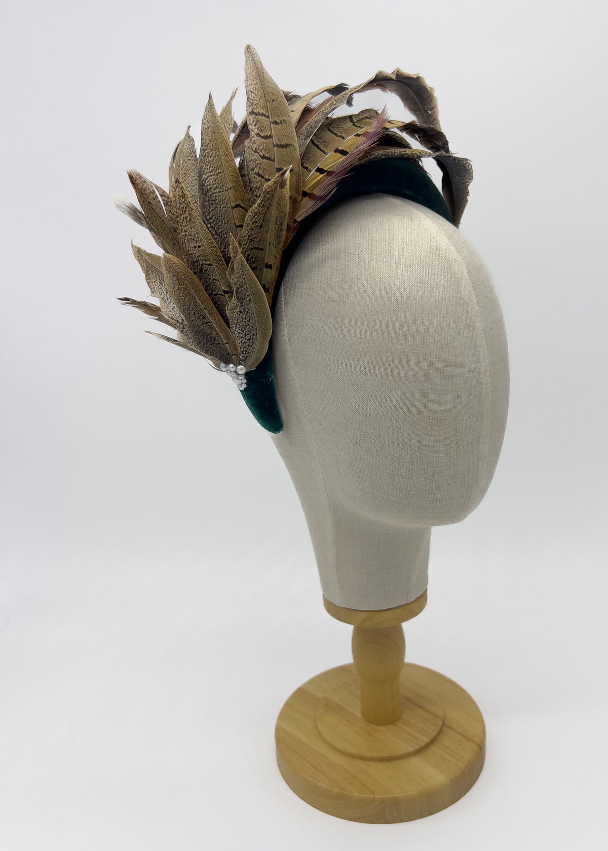 The Olivia, Luxury Velvet Alice Band (Pheasant Sweep)