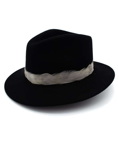 My Fancy Feathers Black Fedora Hat with Duck Band