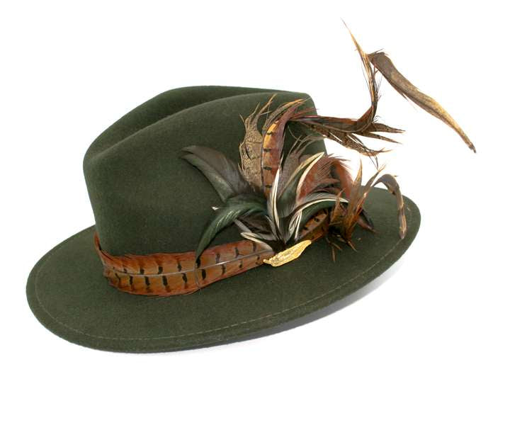 Emerald Green Fedora with Feathers