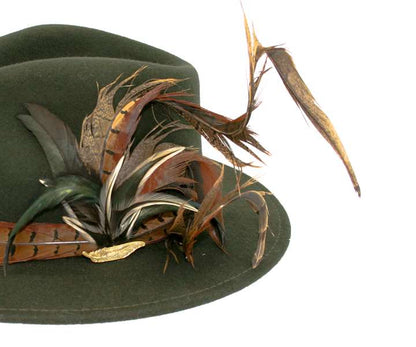 Emerald Green Fedora with Feathers