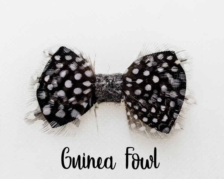 My Fancy Feathers Hair Bow, Guinea Fowl.