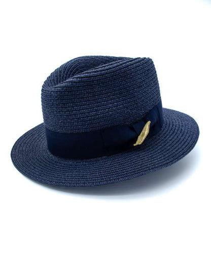 My Fancy Feathers Summer Fedora Hat in Blue